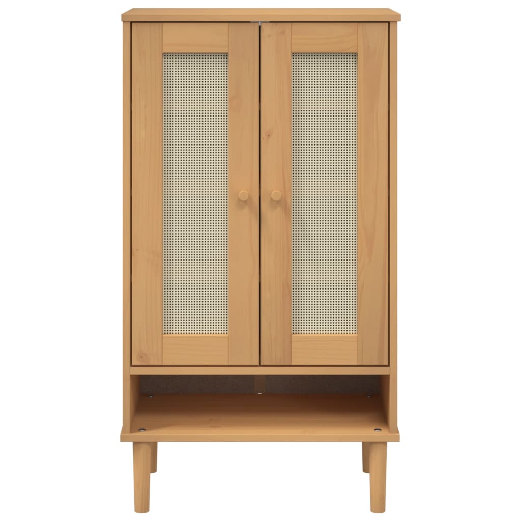 vidaXL Shoe Cabinet Accent Storage Organizer SENJA Rattan Look Solid Wood-2