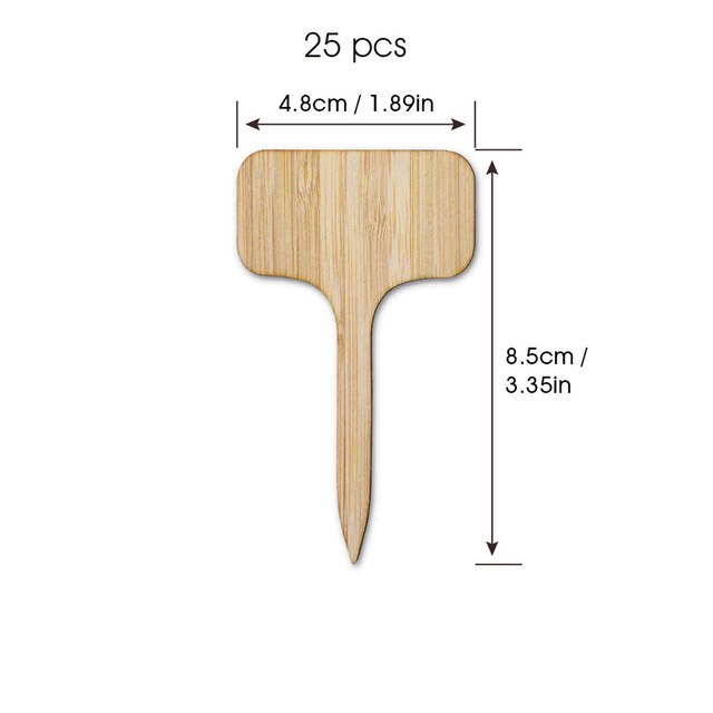 T-Type Bamboo Plant Labels Eco-Friendly Wooden Plant Sign Tags Garden Markers for Seed Potted Herbs Flowers Tools BL02