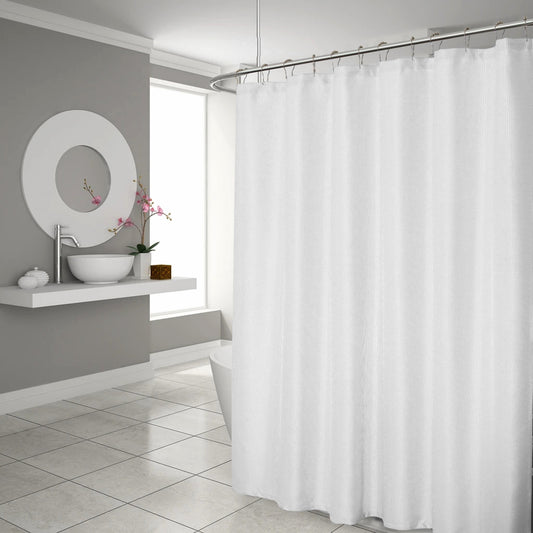 Luxurious White Waffle Weave Shower Curtain-0