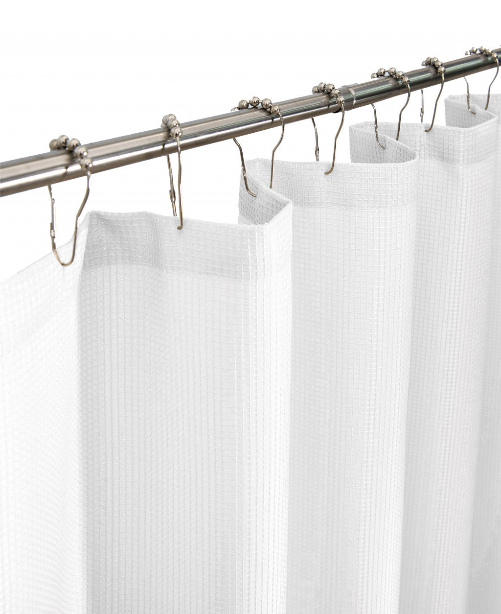 Luxurious White Waffle Weave Shower Curtain-1