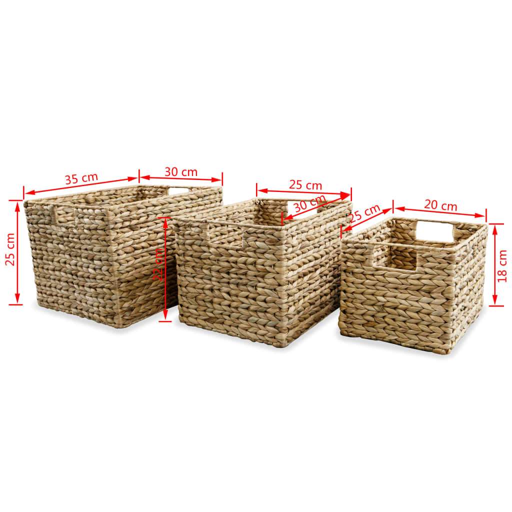 vidaXL Storage Basket Set 3 Pieces Water Hyacinth-5