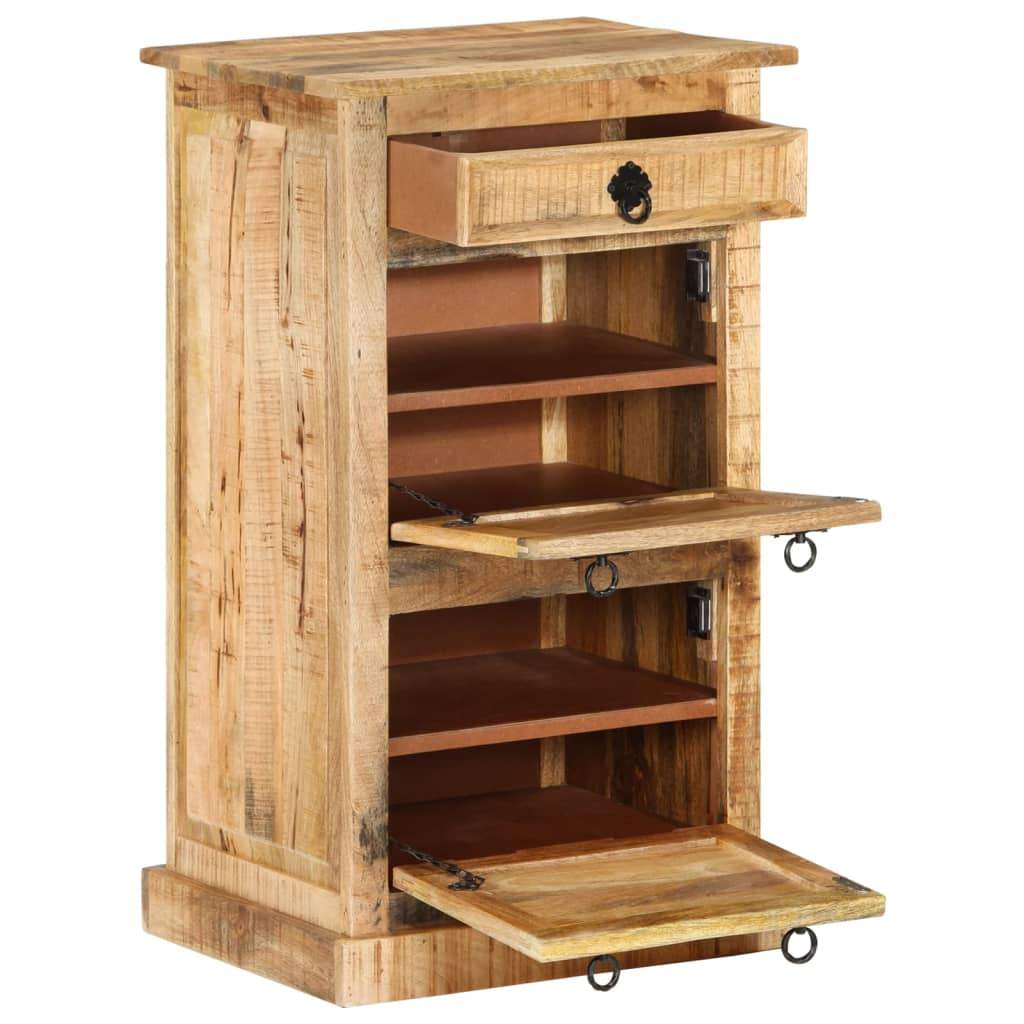 vidaXL 4-Layer Shoe Cabinet with Drawer Solid Rough Mango Wood-5