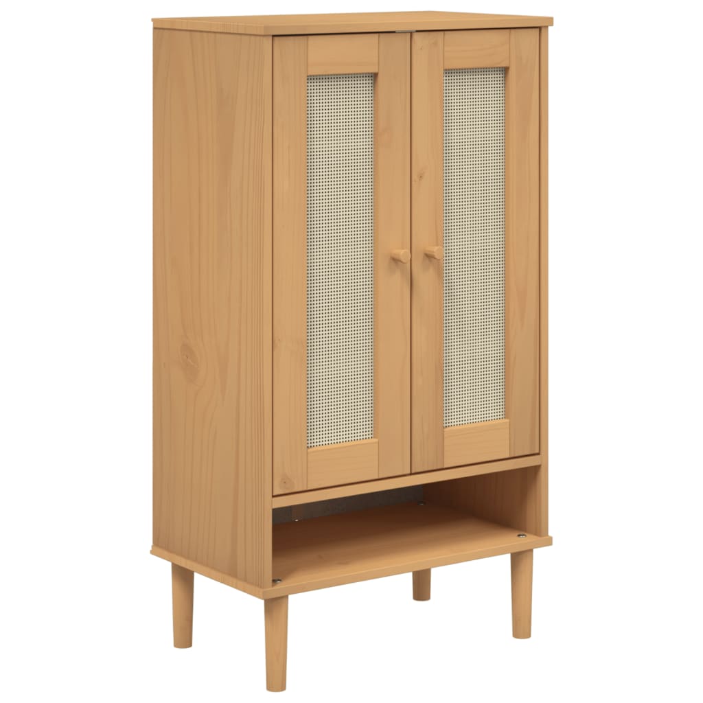 vidaXL Shoe Cabinet Accent Storage Organizer SENJA Rattan Look Solid Wood-9