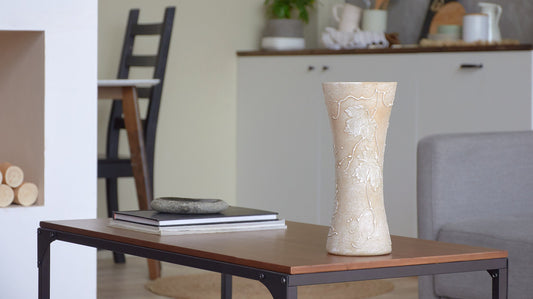 Handpainted Glass Vase for Flowers | Painted Art Glass Vase | Interior Design Home Room Decor | Table vase 12 inch-0